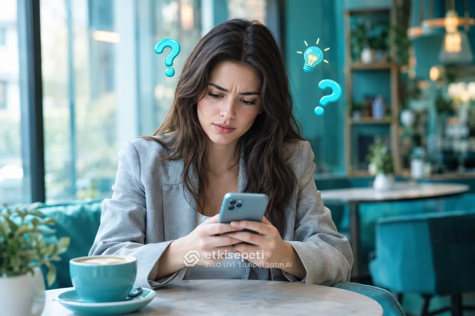 BIGO LIVE Takipçi satın almadan önce sorularını düşünen bir kullanıcı