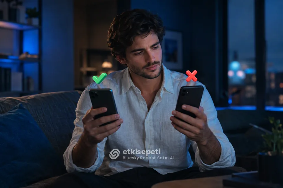İki seçeneği karşılaştırarak Bluesky Repost için site seçen bir kullanıcı