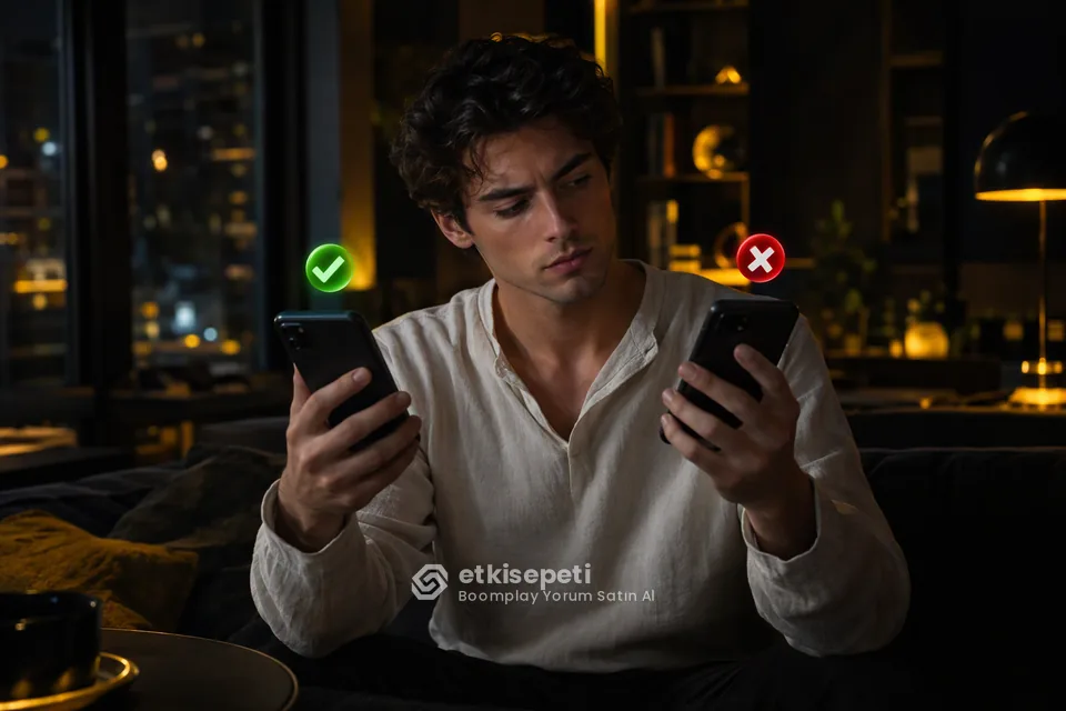 İki seçeneği karşılaştırarak Boomplay Yorum için site seçen bir kullanıcı