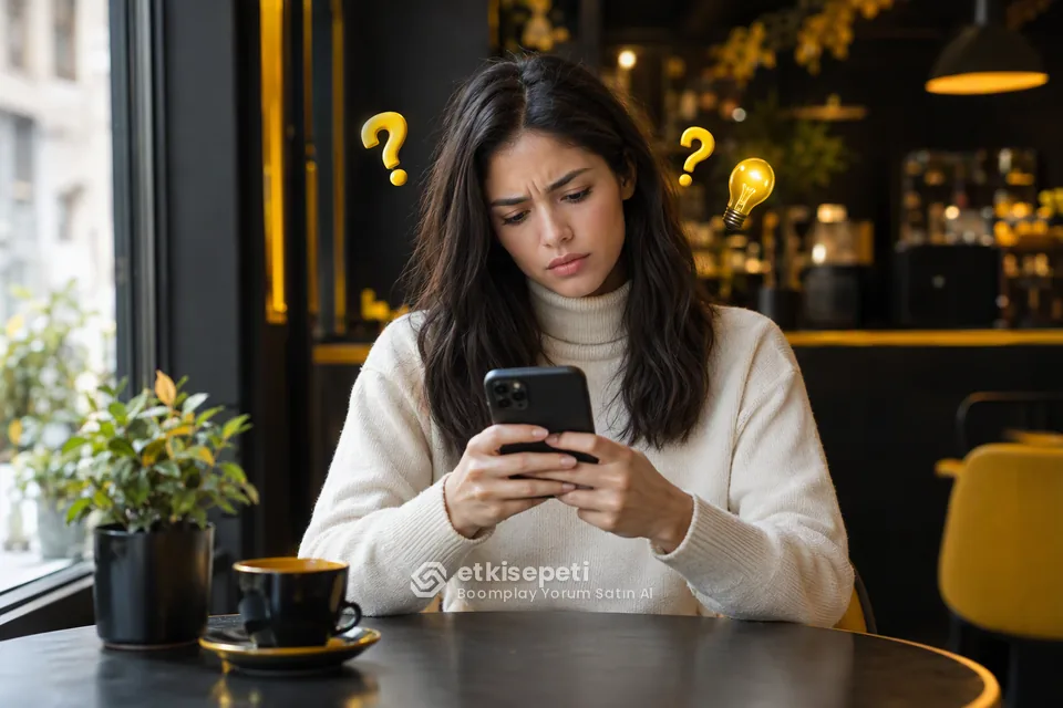 Boomplay Yorum satın almadan önce sorularını düşünen bir kullanıcı