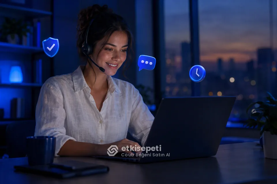 Destek uzmanı Coub Beğeni siparişlerini panelden takip ediyor