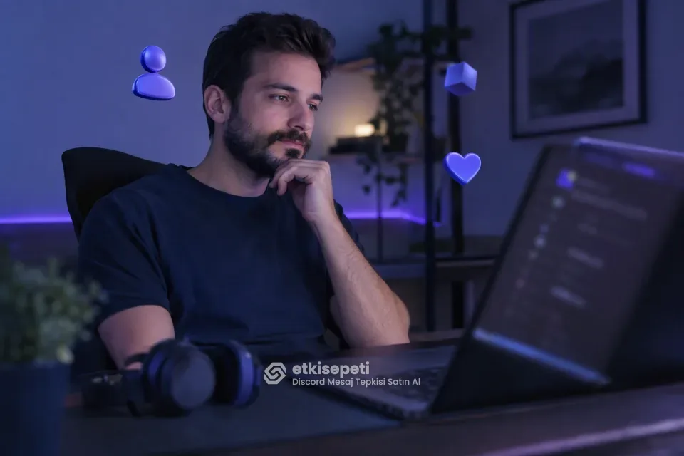Discord mesaj tepkisi öncesi sunucu kanal izinlerini dizüstü bilgisayarda kontrol eden topluluk yöneticisi