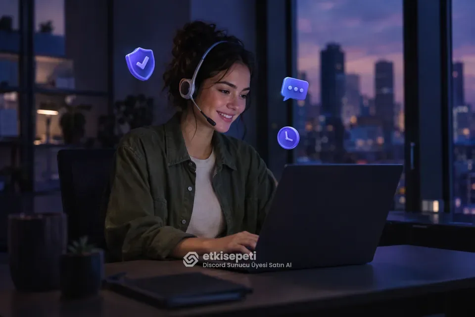 Destek uzmanı Discord Sunucu Üyesi siparişlerini panelden takip ediyor