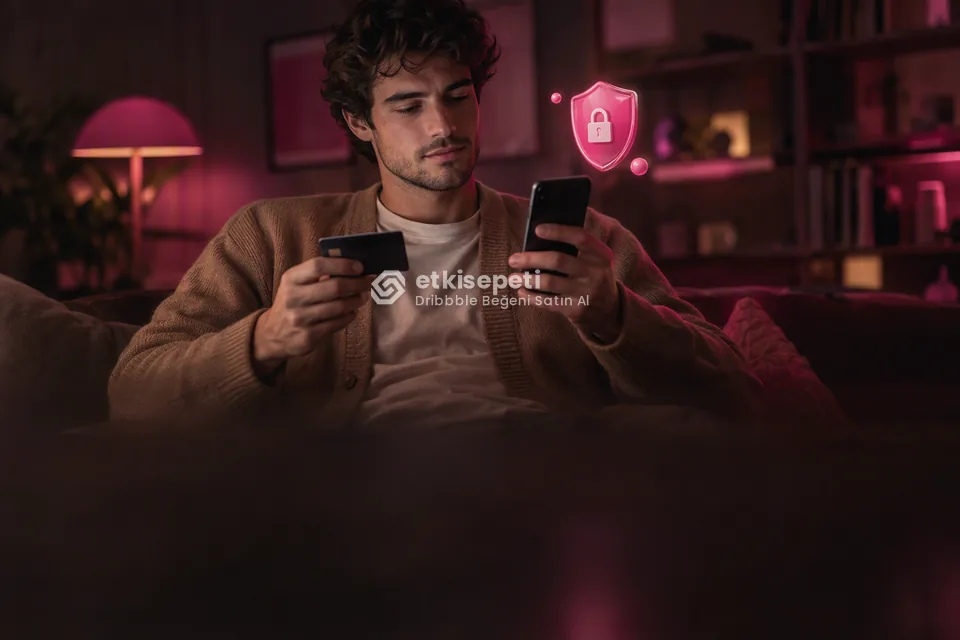 Kart ve telefonla güvenli ödeme yapan bir kullanıcı