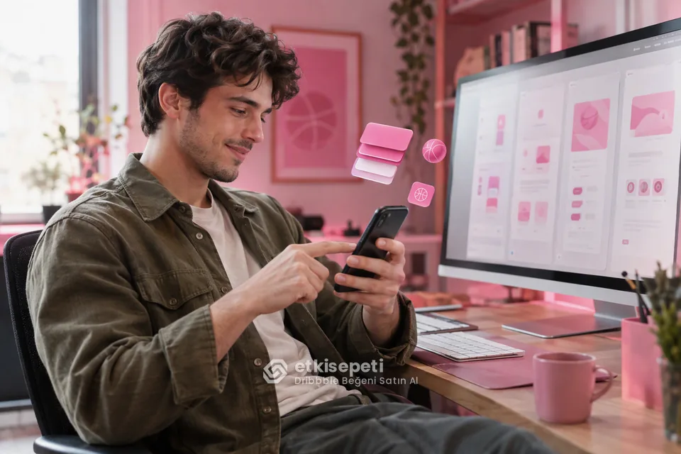 Dribbble Beğeni sayfasında “Dribbble Beğeni Paketinde Ne Alırsınız?” konusunu anlatan görsel