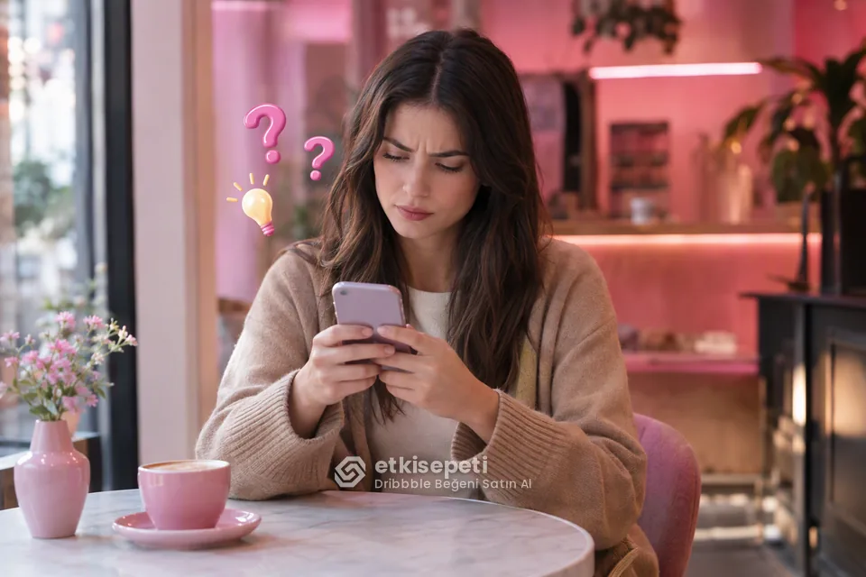 Dribbble Beğeni satın almadan önce sorularını düşünen bir kullanıcı