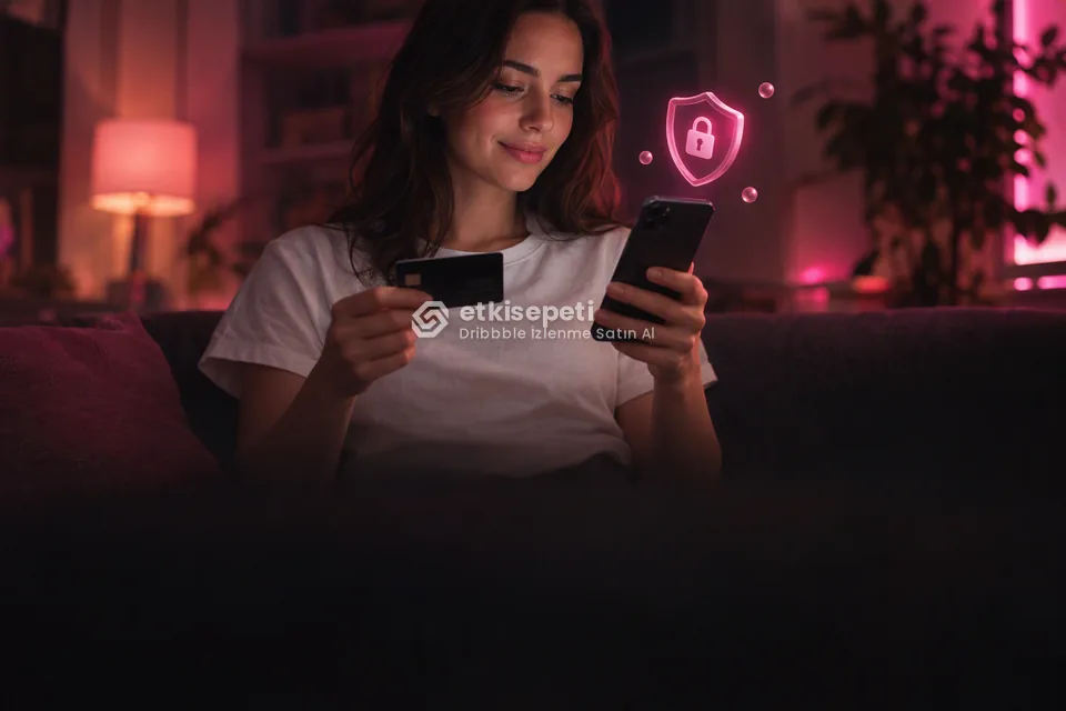 Kart ve telefonla güvenli ödeme yapan bir kullanıcı