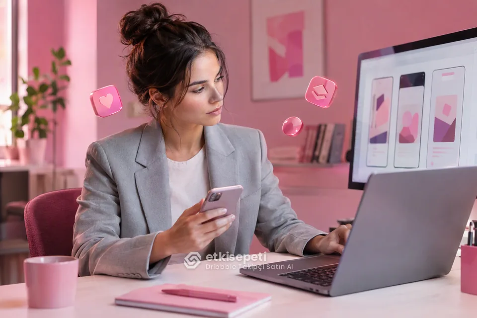 Dribbble Takipçi sayfasında “Dribbble Takipçi ile Behance ve Instagram Takipçi Arasındaki Fark” konusunu anlatan görsel