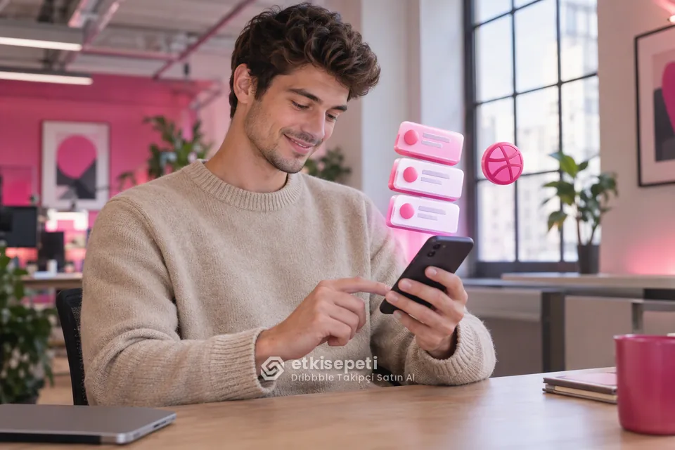 Dribbble Takipçi sayfasında “Dribbble Takipçi Paketinde Ne Alırsınız?” konusunu anlatan görsel