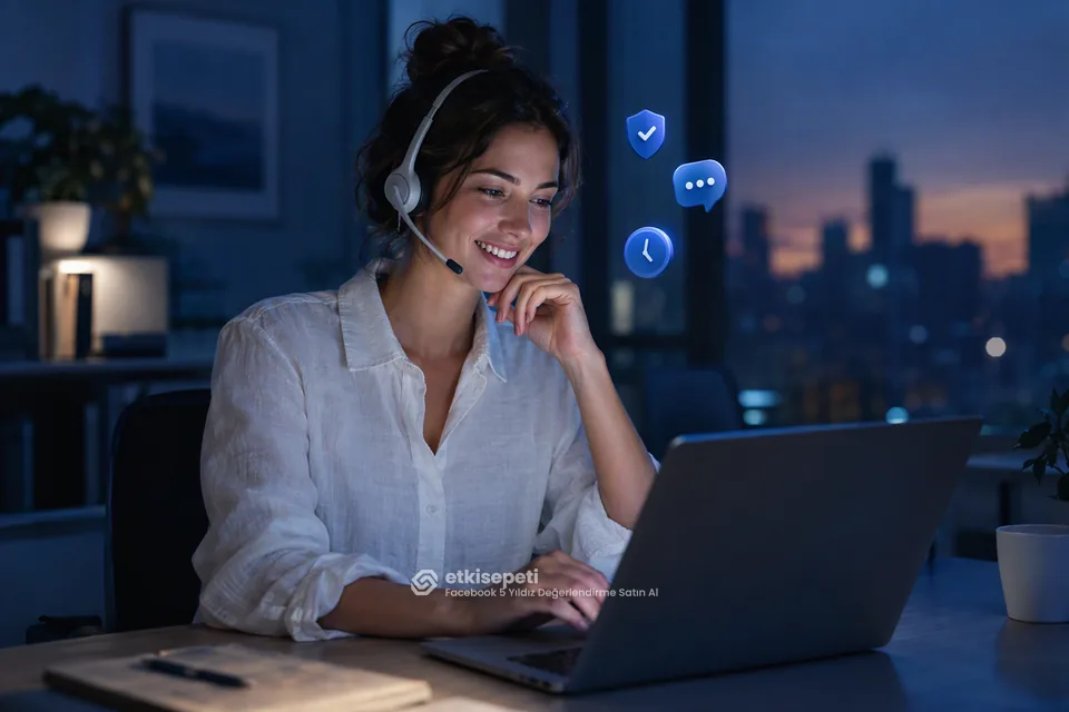 Destek uzmanı Facebook 5 Yıldız Değerlendirme siparişlerini panelden takip ediyor