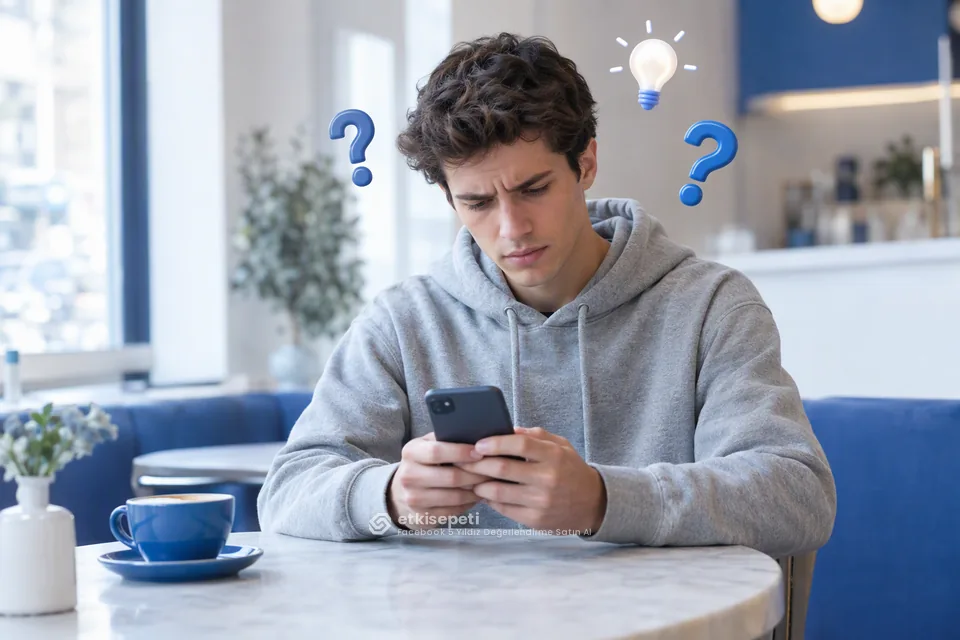 Facebook 5 Yıldız Değerlendirme satın almadan önce sorularını düşünen bir kullanıcı