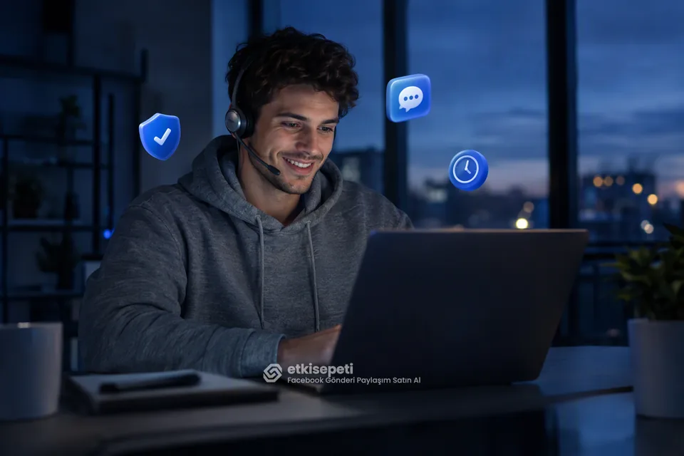 Destek uzmanı Facebook Gönderi Paylaşım siparişlerini panelden takip ediyor