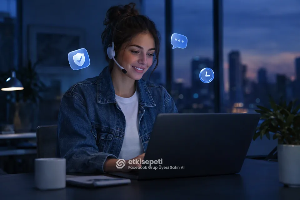 Destek uzmanı Facebook Grup Üyesi siparişlerini panelden takip ediyor
