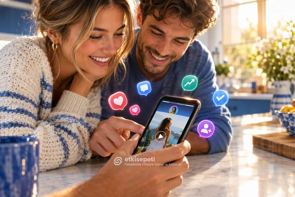 Facebook Hikaye İzlenme Satın Al ile görünürlük ve aktif hikaye algısını anlatan 3D görsel