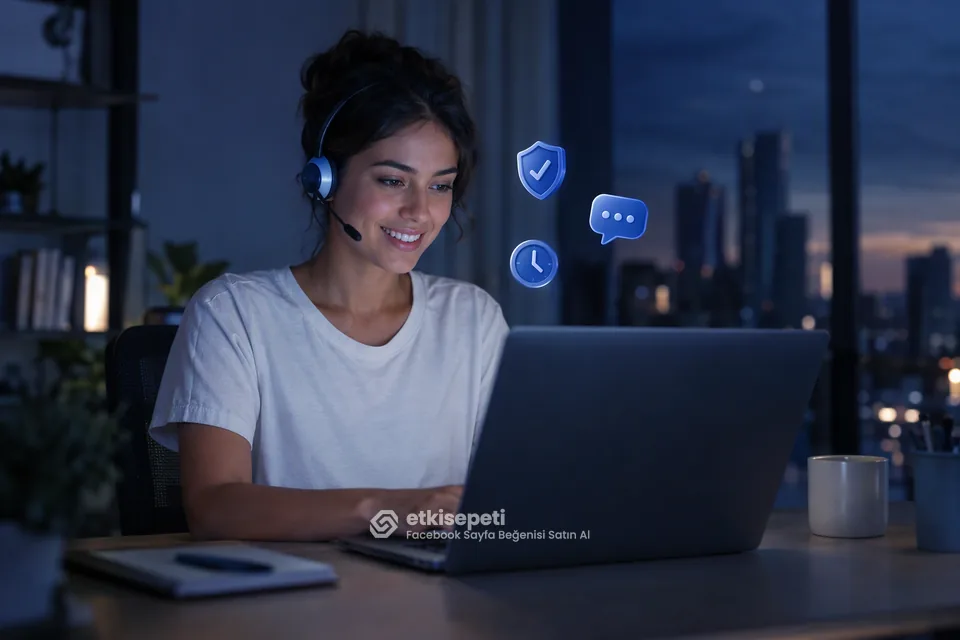 Destek uzmanı Facebook Sayfa Beğenisi siparişlerini panelden takip ediyor