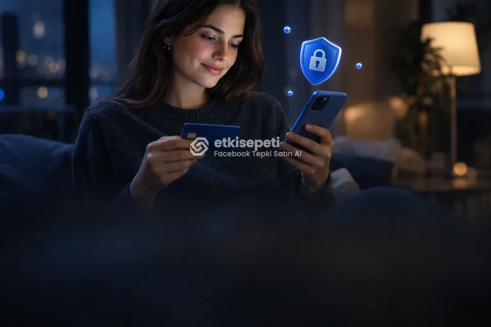 Kart ve telefonla güvenli ödeme yapan bir kullanıcı