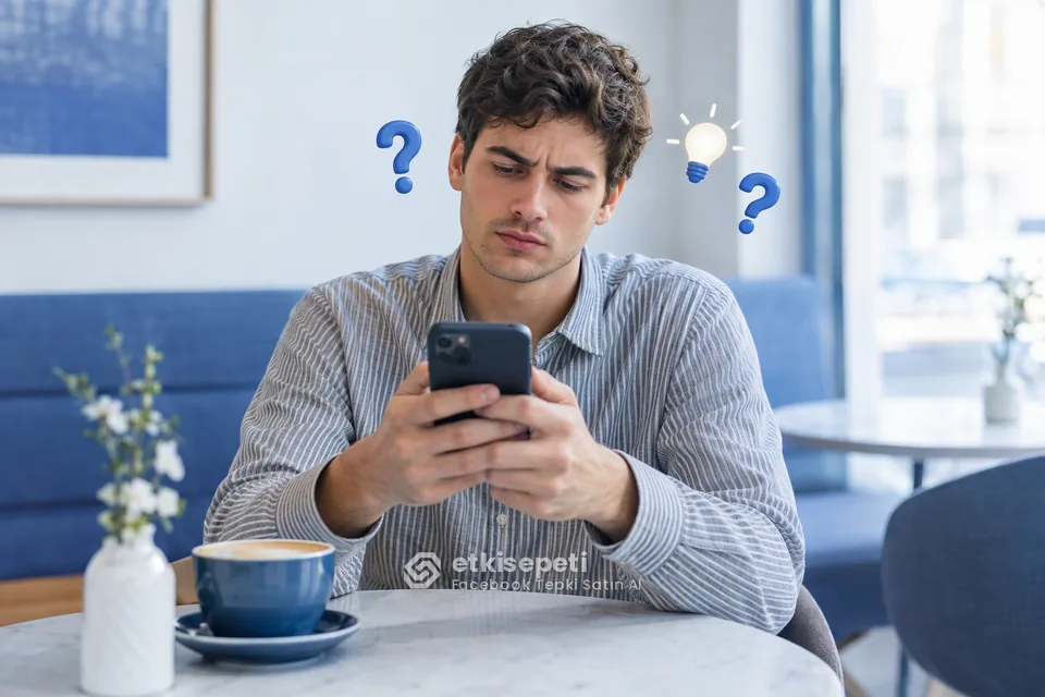 Facebook Tepki satın almadan önce sorularını düşünen bir kullanıcı