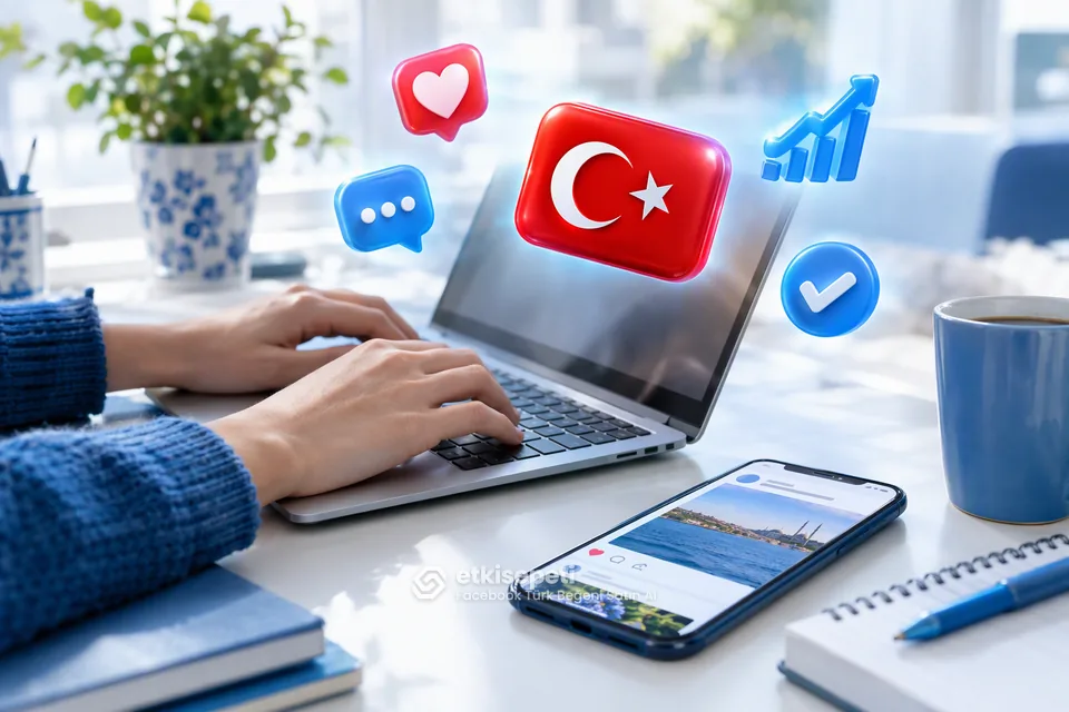 Telefon ekranında gönderi beğenileri artarken analiz grafiği; Facebook Türk Beğeni Satın Al hizmeti