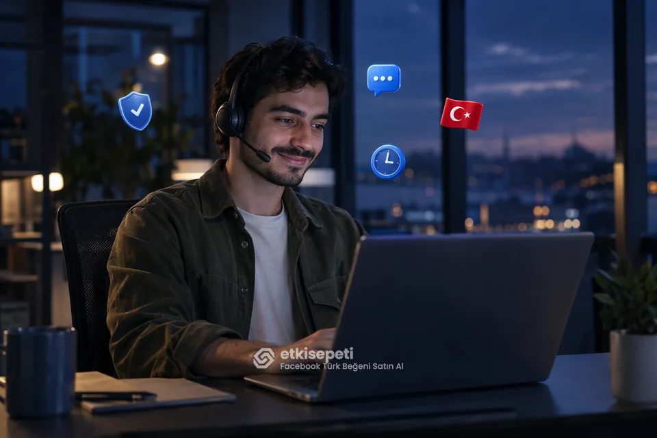 Destek uzmanı Facebook Türk Beğeni siparişlerini panelden takip ediyor
