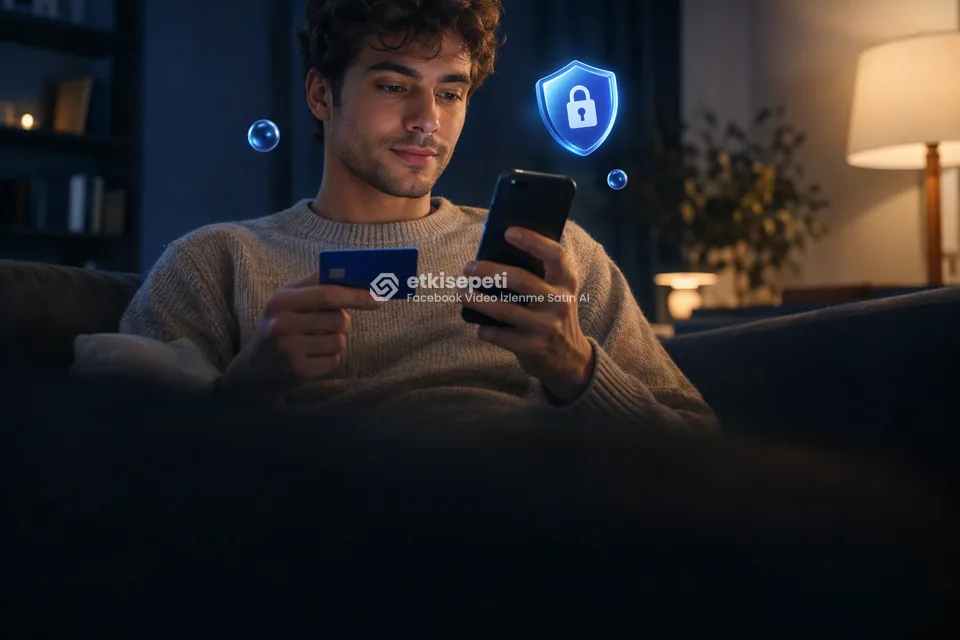 Kart ve telefonla güvenli ödeme yapan bir kullanıcı
