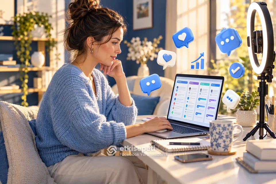Facebook Yorum Satın Al süreçlerini panel üzerinden yöneten ajans ekibi ve çoklu müşteri ekranı
