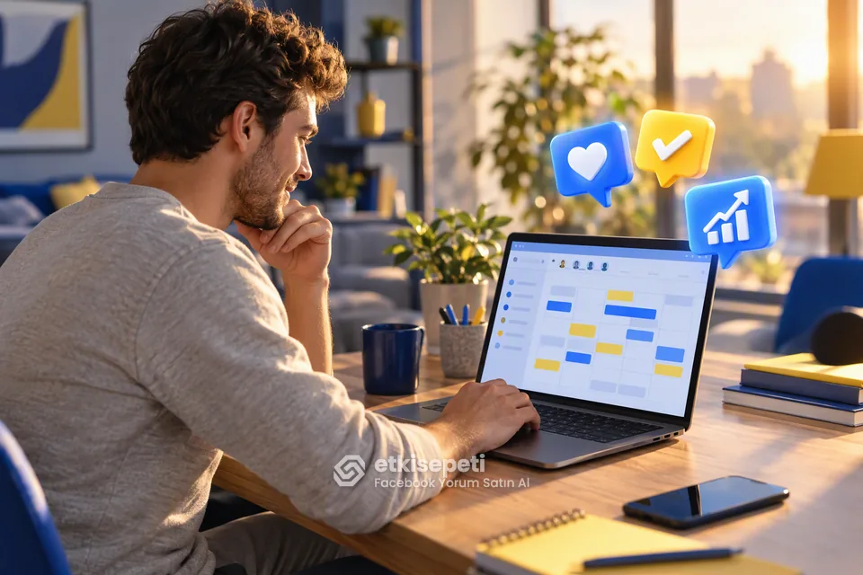 Facebook Yorum Satın Al planlamasında lansman, indirim ve etkinlik takviminin işlendiği kampanya panosu
