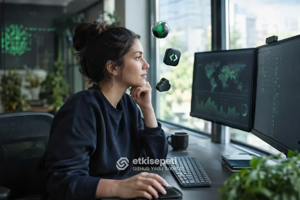 GitHub yıldız satın al siparişinde global hesaplardan gelen yıldızları ekranda takip eden geliştirici