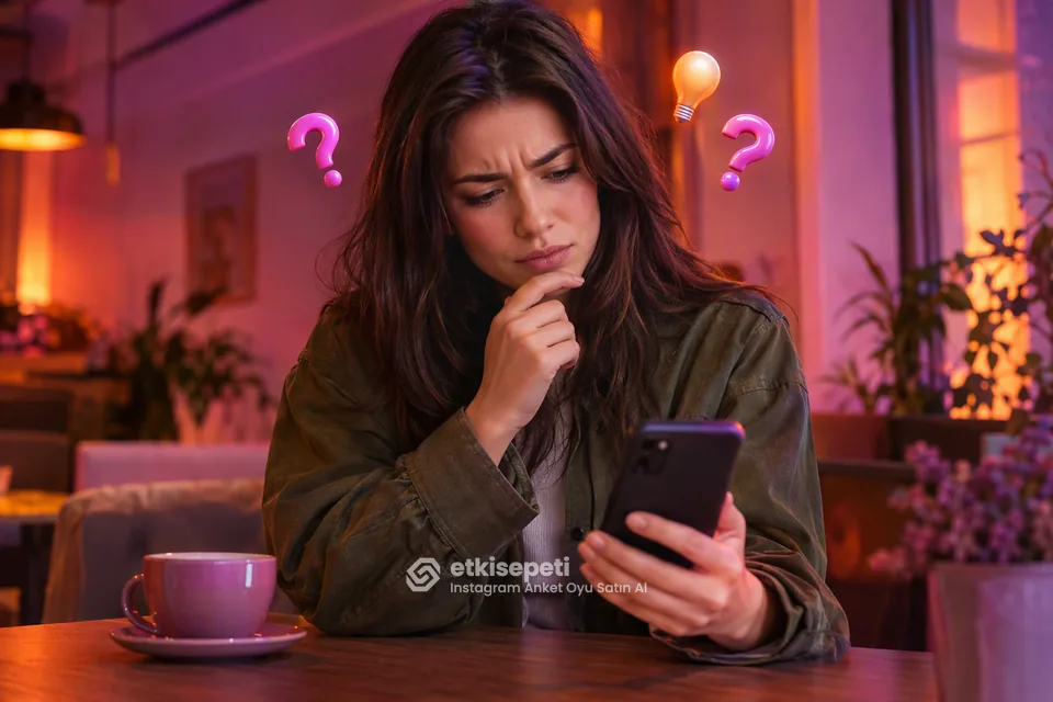 Instagram Anket Oyu satın almadan önce sorularını düşünen bir kullanıcı