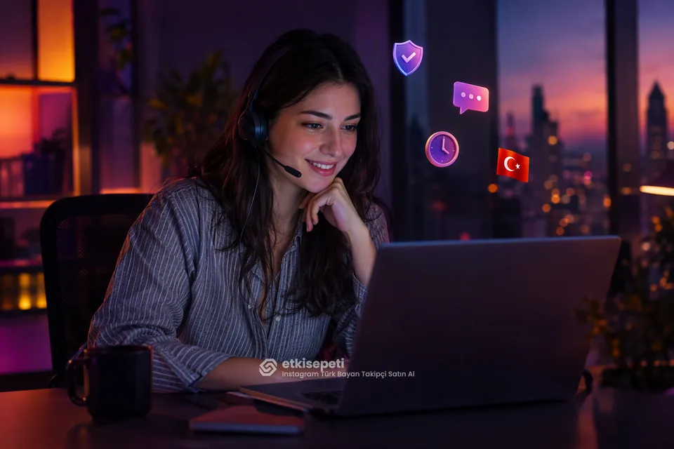 Destek uzmanı Instagram Türk Bayan Takipçi siparişlerini panelden takip ediyor