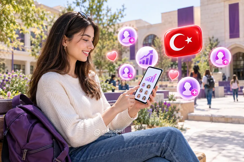 Instagram Türk Bayan Takipçi için kadın odaklı mağaza ve hizmet hesaplarını gösteren illüstrasyon