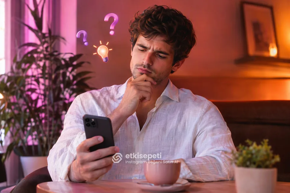 Instagram Beğeni satın almadan önce sorularını düşünen bir kullanıcı