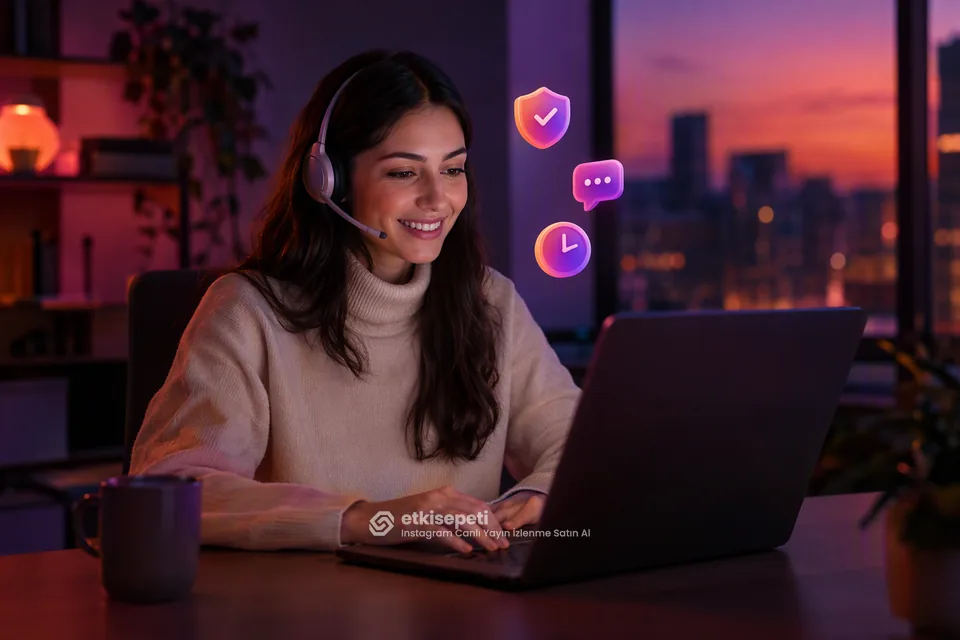 Destek uzmanı Instagram Canlı Yayın İzlenme siparişlerini panelden takip ediyor
