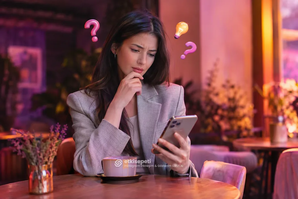 Instagram Etkileşim & Gösterim satın almadan önce sorularını düşünen bir kullanıcı