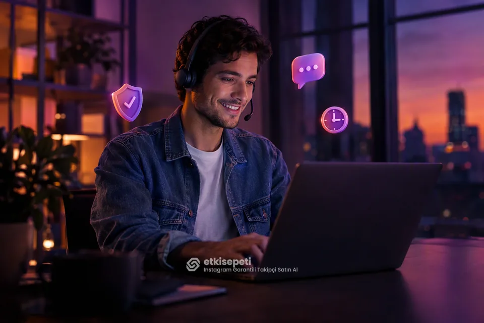 Destek uzmanı Instagram Garantili Takipçi siparişlerini panelden takip ediyor