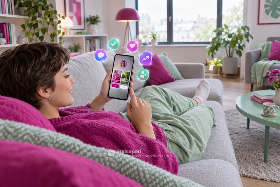 Instagram Hikaye Anket Oylama ile diğer etkileşim türleri arasındaki farkları anlatan görsel
