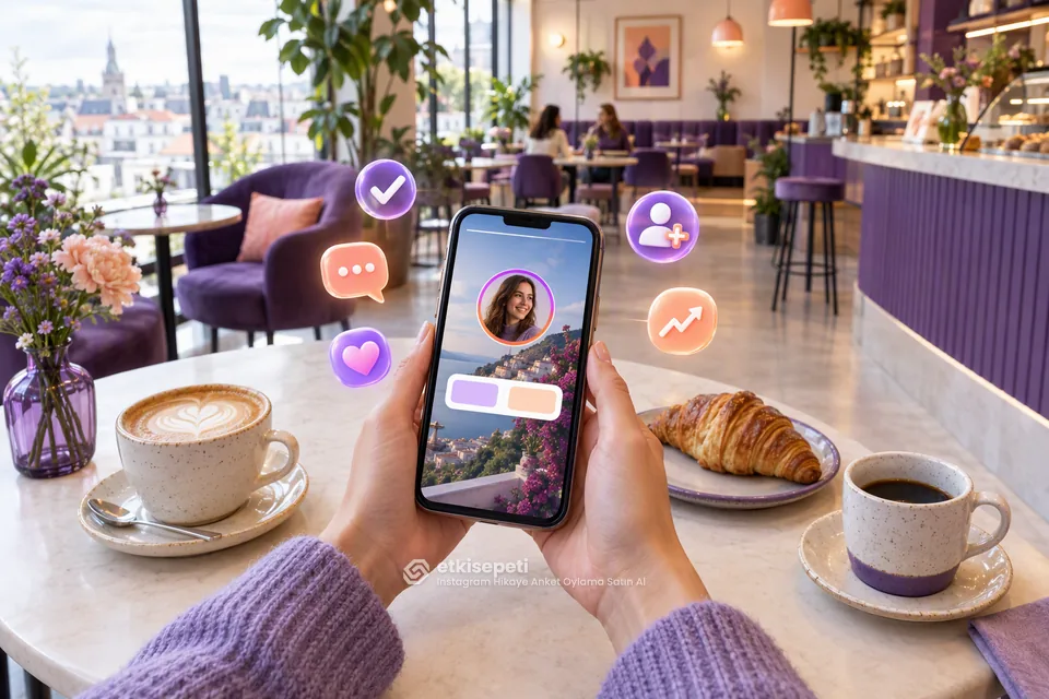 Instagram Hikaye Anket Oylama için farklı hesap türlerinin anket kullanımını gösteren görsel