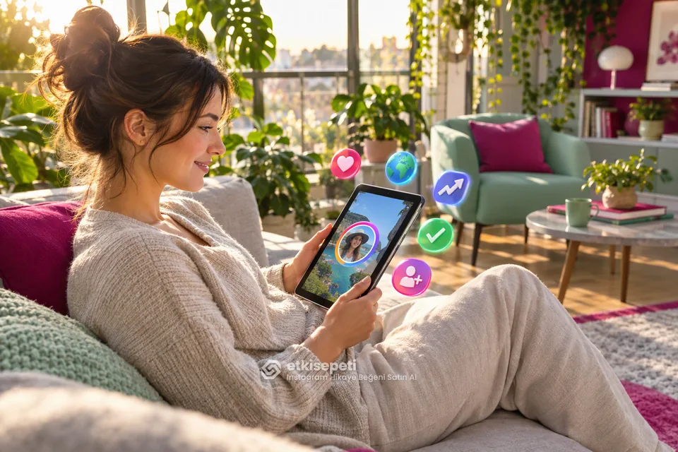 Instagram Hikaye Beğeni Satın Al paketi için hikâyeye gelen beğeniler ve paket kutuları