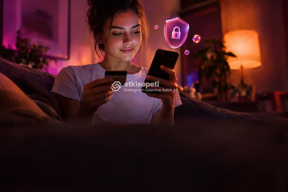 Kart ve telefonla güvenli ödeme yapan bir kullanıcı