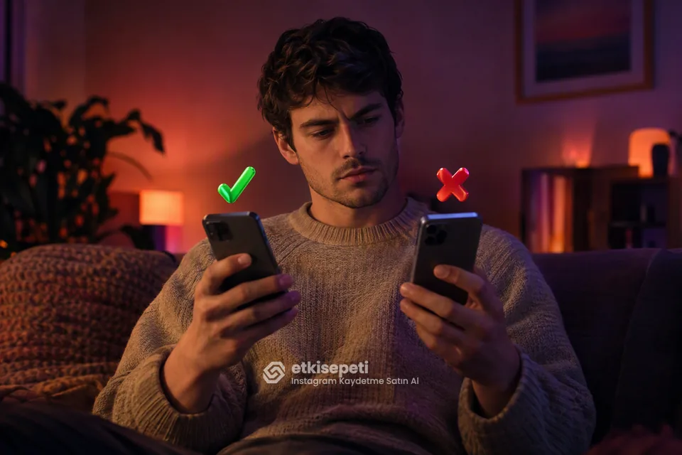 İki seçeneği karşılaştırarak Instagram Kaydetme için site seçen bir kullanıcı
