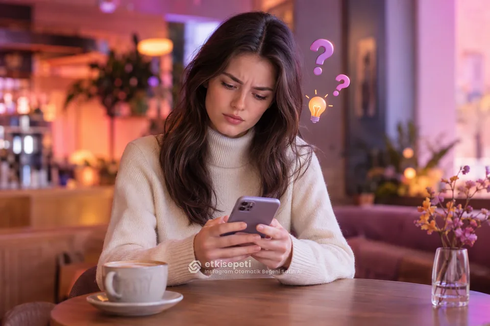 Instagram Otomatik Beğeni satın almadan önce sorularını düşünen bir kullanıcı