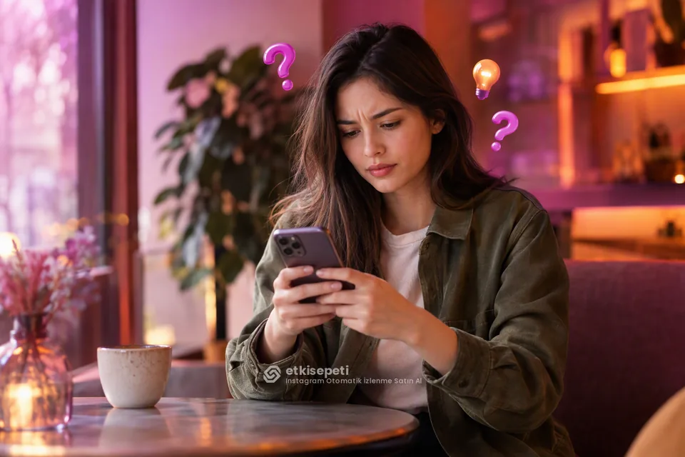 Instagram Otomatik İzlenme satın almadan önce sorularını düşünen bir kullanıcı