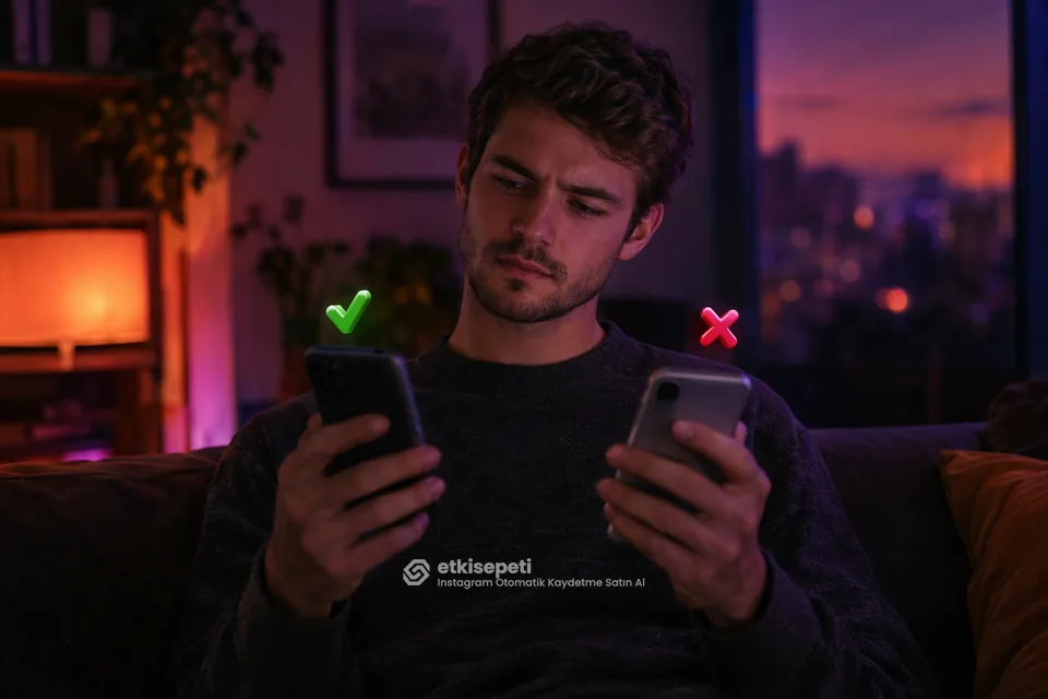 İki seçeneği karşılaştırarak Instagram Otomatik Kaydetme için site seçen bir kullanıcı