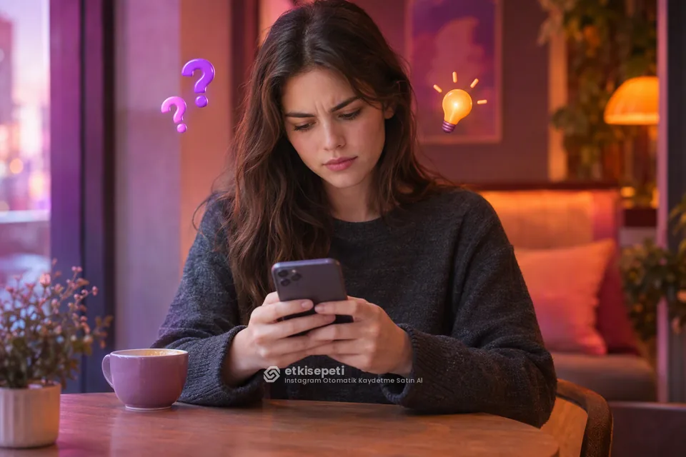 Instagram Otomatik Kaydetme satın almadan önce sorularını düşünen bir kullanıcı