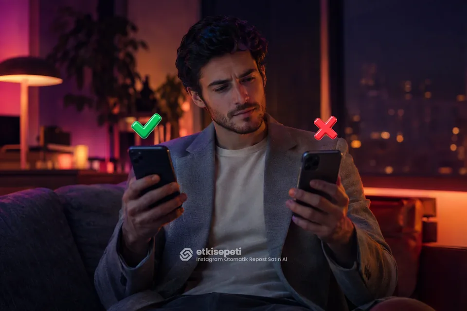 İki seçeneği karşılaştırarak Instagram Otomatik Repost için site seçen bir kullanıcı