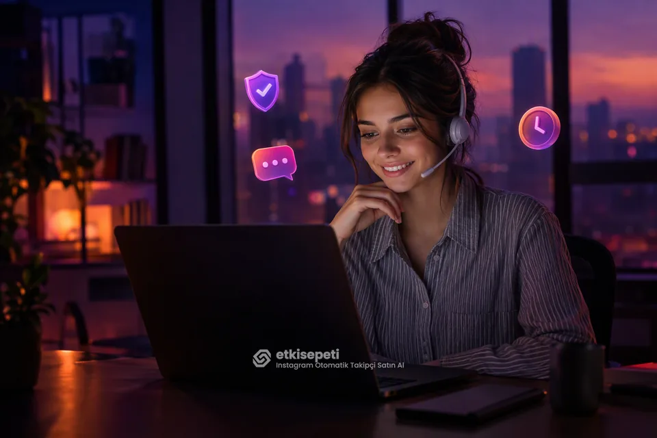 Destek uzmanı Instagram Otomatik Takipçi siparişlerini panelden takip ediyor
