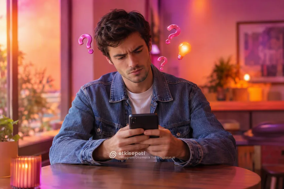Instagram Otomatik Takipçi satın almadan önce sorularını düşünen bir kullanıcı
