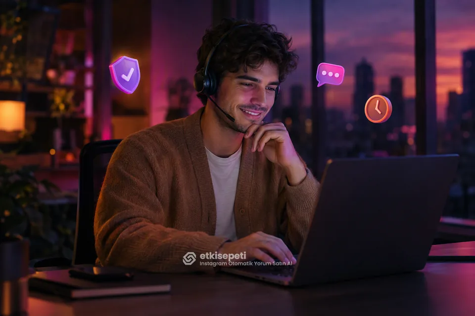 Destek uzmanı Instagram Otomatik Yorum siparişlerini panelden takip ediyor