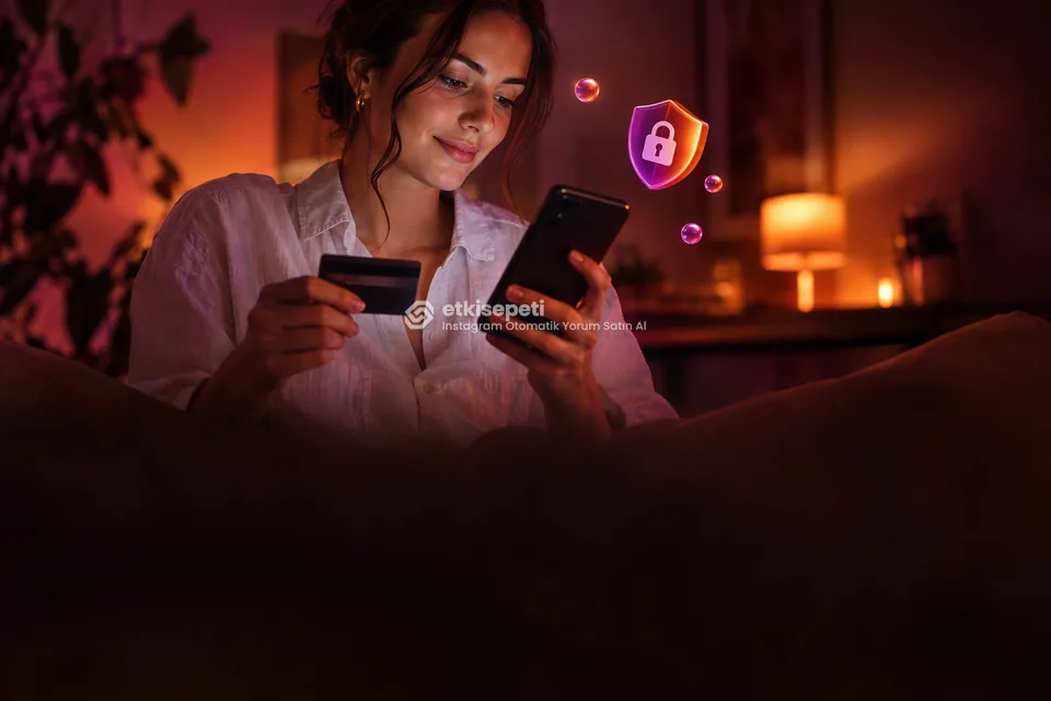 Kart ve telefonla güvenli ödeme yapan bir kullanıcı