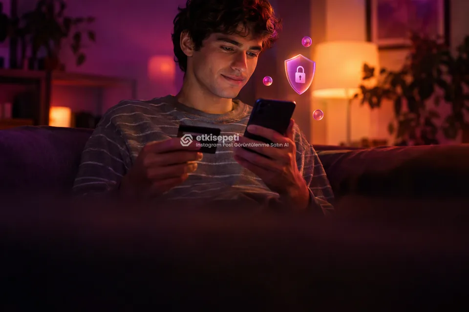 Kart ve telefonla güvenli ödeme yapan bir kullanıcı