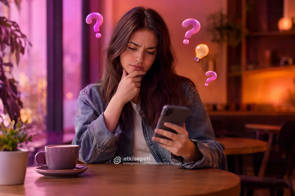 Instagram Post Görüntülenme satın almadan önce sorularını düşünen bir kullanıcı